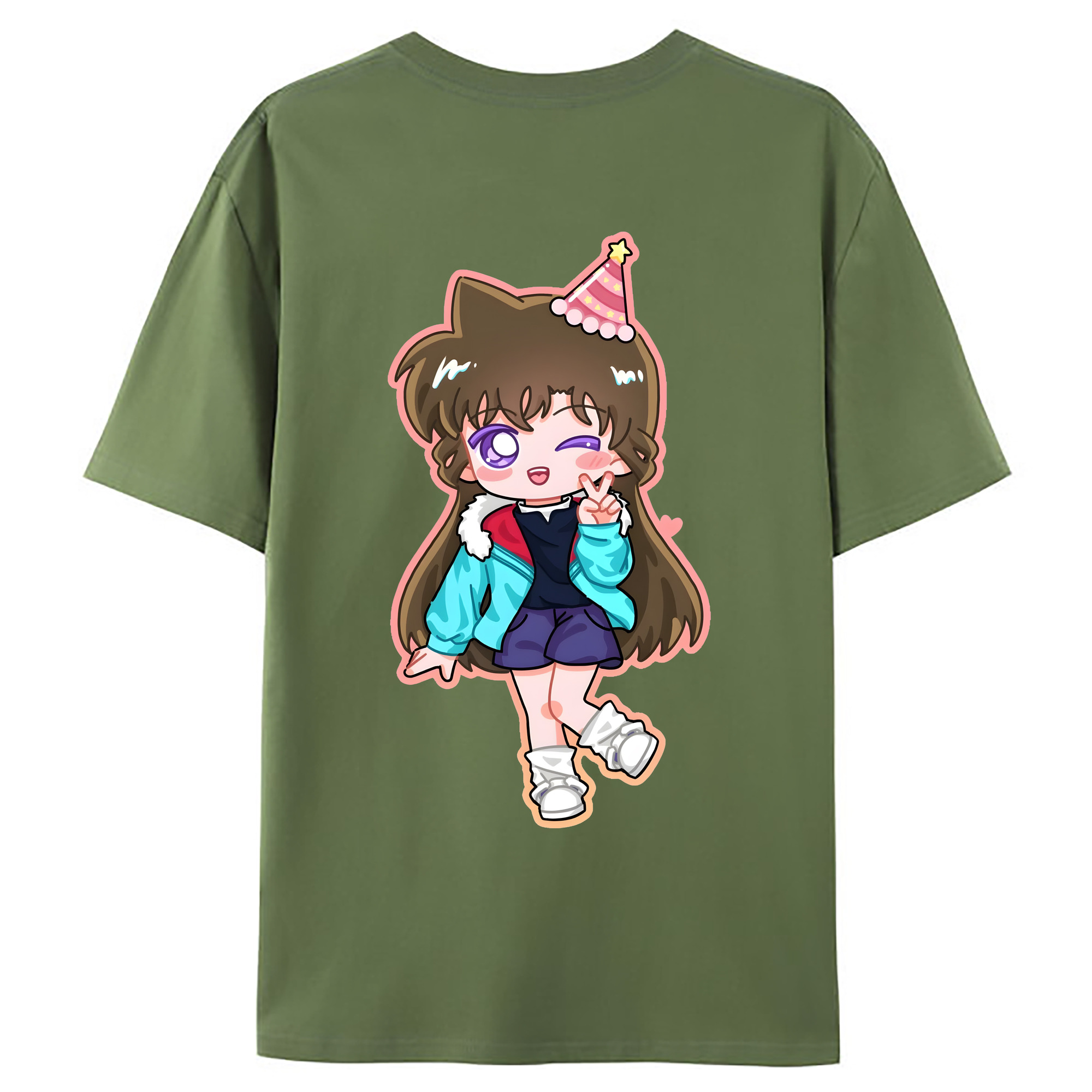 （画像用） 名探偵コナン 毛利 蘭 もうり らん、モーリ ラン Detective Conan Rachel Moore 綿100％ メンズ半袖Tシャツ（バックプリント） 通気性